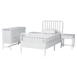 Baxton Studio Lucera 4-Piece Bedroom Set, Twin, White